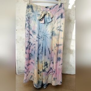 Boho Me, Bohemian Tie-Dye Wide Leg Pants, Women's Medium